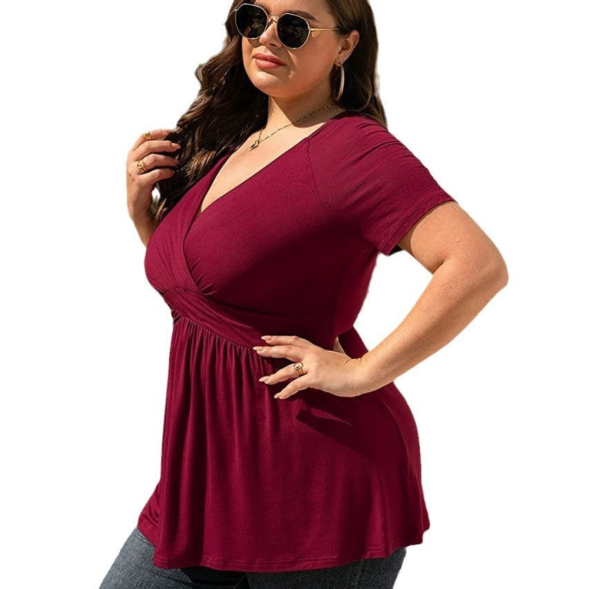 Women's T-shirt V-neck Top