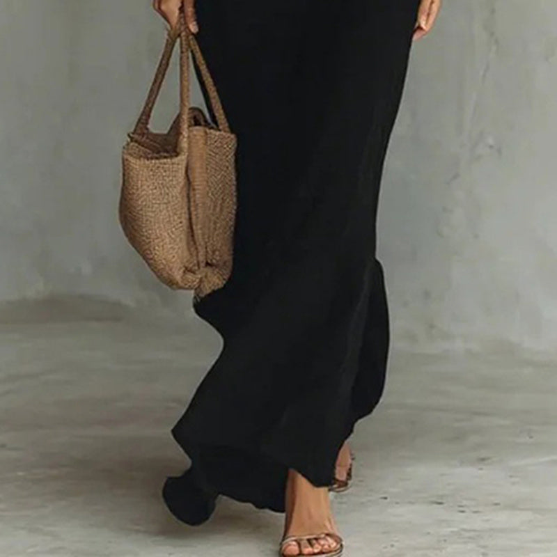 Women Long Sleeve Ruched Elegant Maxi Dress Button Down SWith Belts