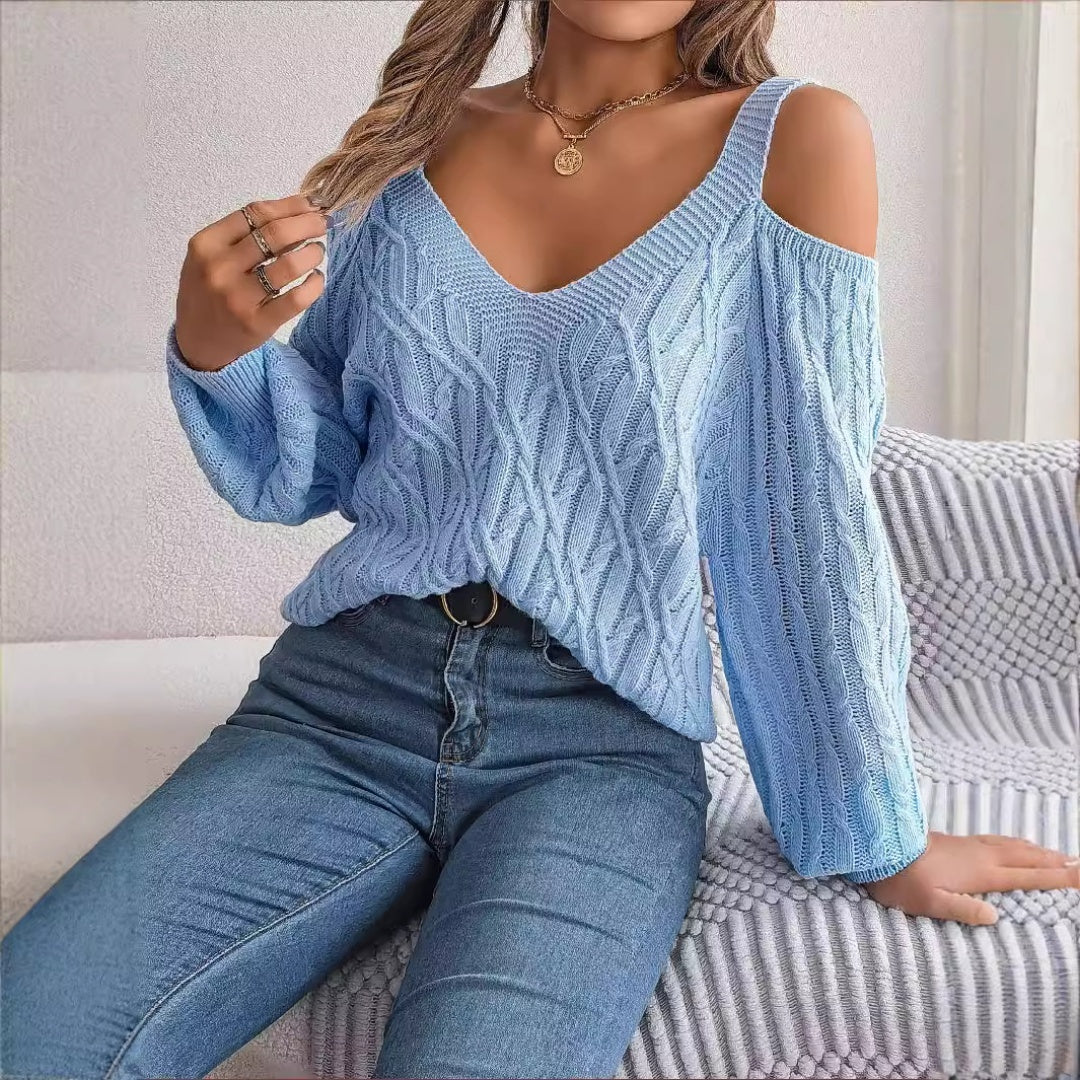 Women’s Autumn-Winter off Shoulder long Sleeve Sweater