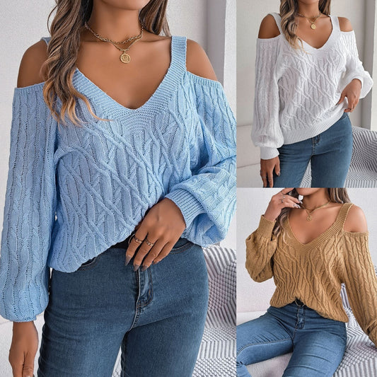 Women’s Autumn-Winter off Shoulder long Sleeve Sweater