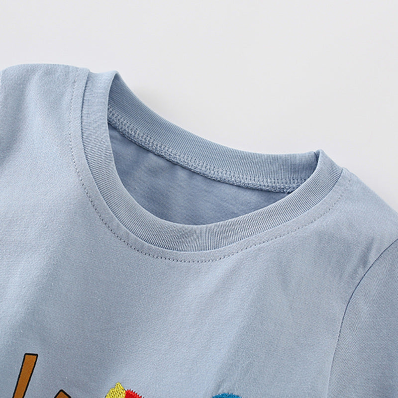 Summer Boys’ Cartoon Animals and Farm Pattern T-shirt in European and American Style