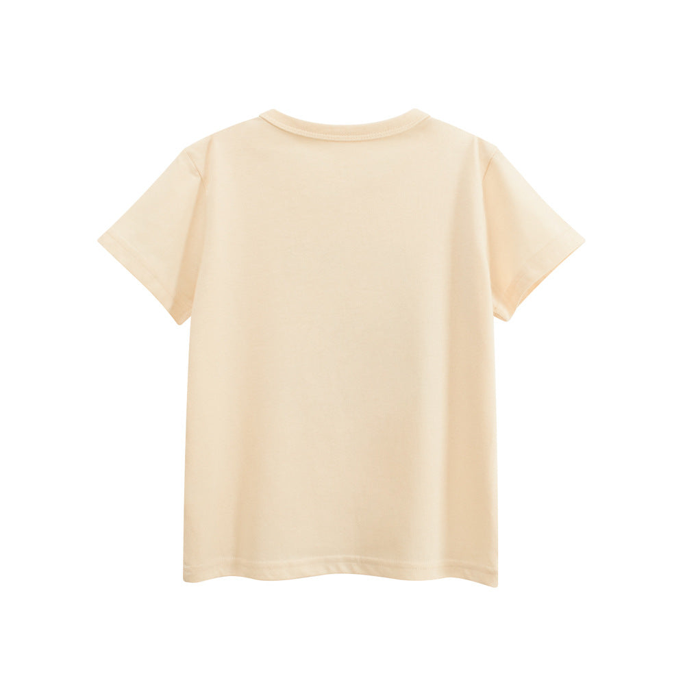 Summer Girls’ Colorful Cartoon and Letters Pattern T-shirt in European and American Style