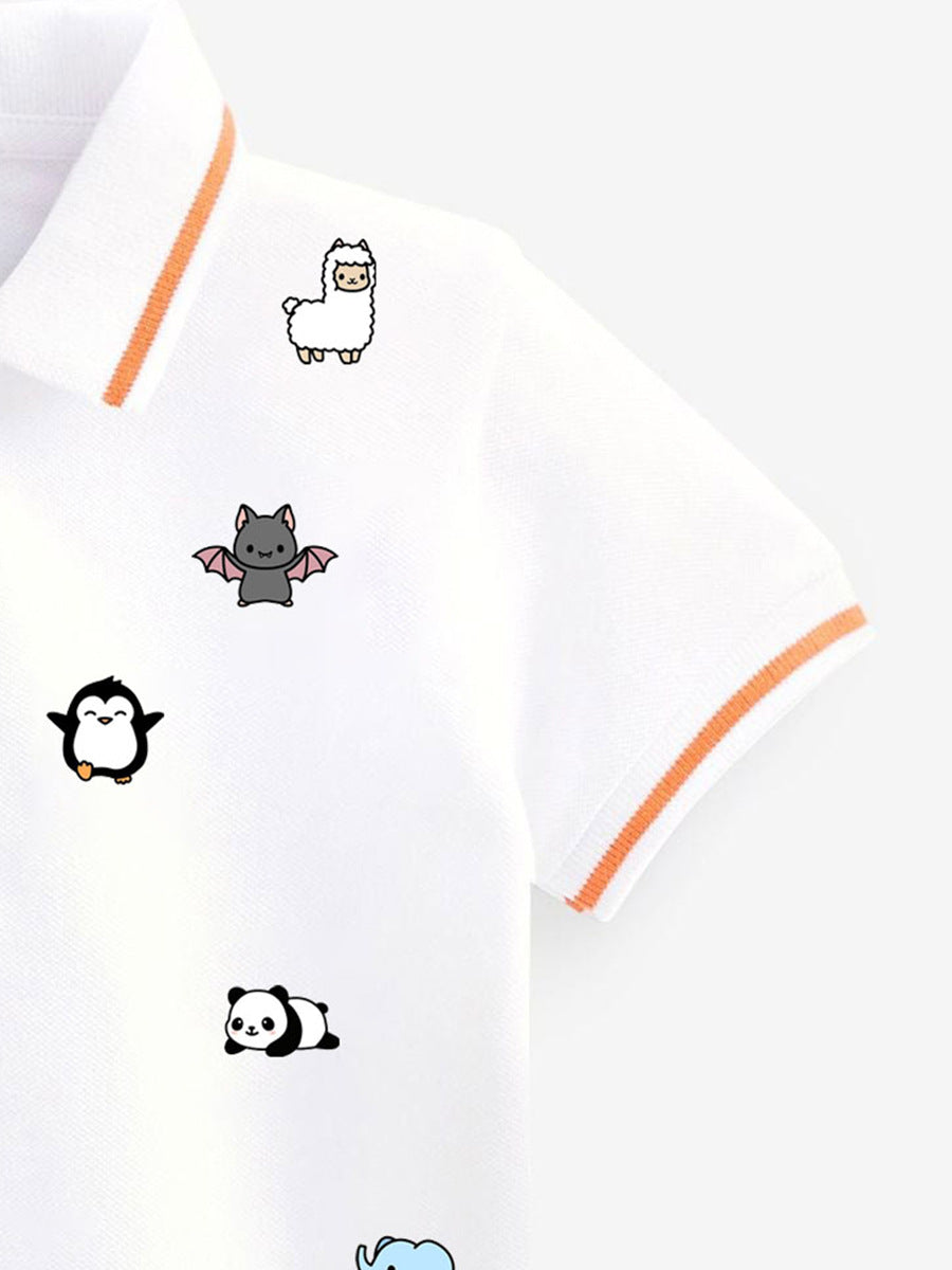 Baby Kids Animals Print Short Sleeves Polo Shirt