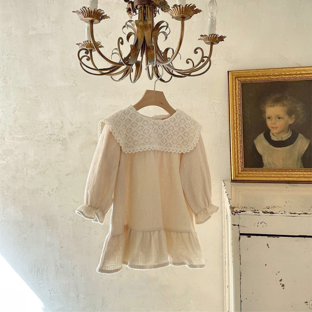 Baby Girls Lace-Trimmed Puff Sleeve Princess Dress