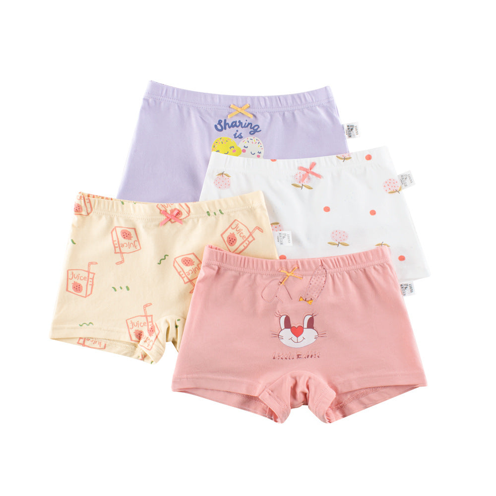 Girls’ Cartoon Printed Boxer Shorts Breathable Underwear Set