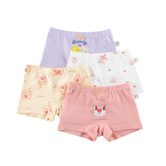 Girls’ Cartoon Printed Boxer Shorts Breathable Underwear Set