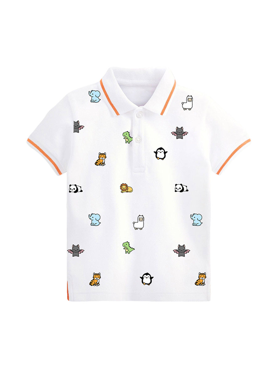 Baby Kids Animals Print Short Sleeves Polo Shirt