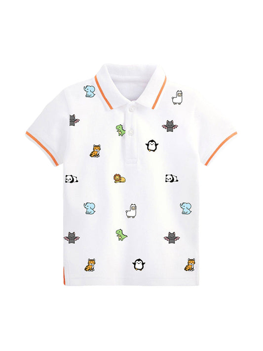 Baby Kids Animals Print Short Sleeves Polo Shirt