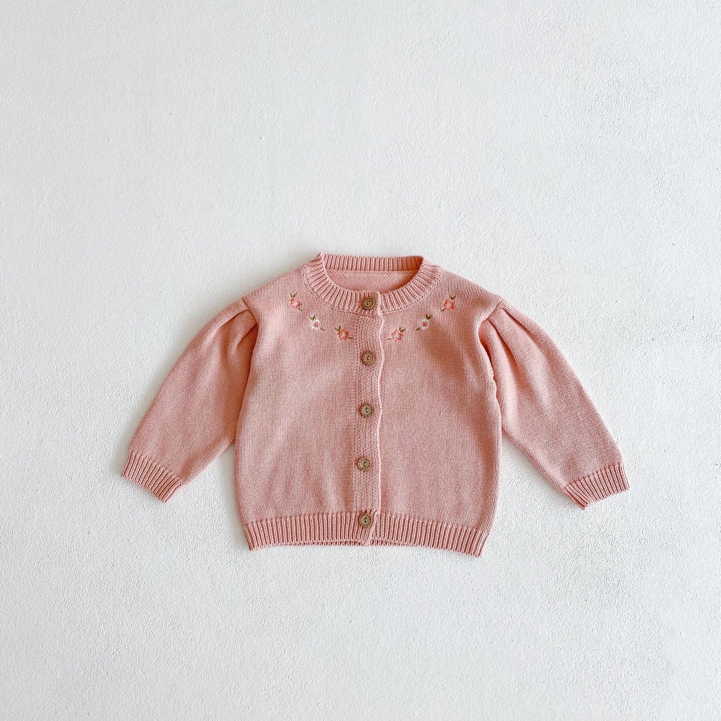 Baby Girl 1pcs Crochet Knitting Graphic Contrast Onesies & Floral Embroidered Cardigan Sets